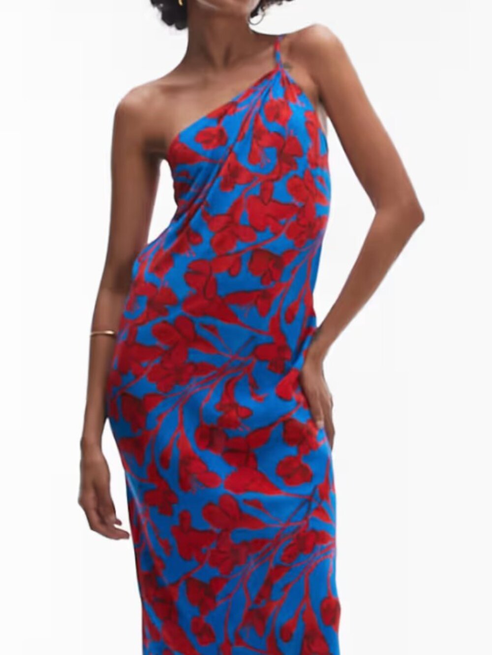 Topshop asymmetric one-shoulder open back midi dress, US 0/ UK 4